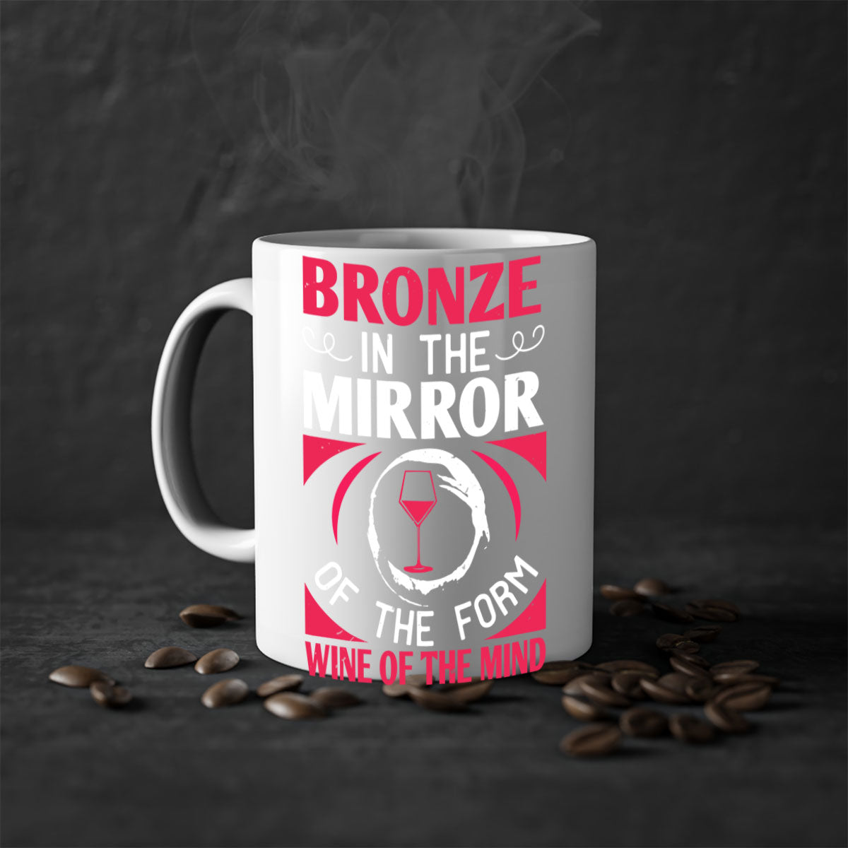 Stylish bronze in the mirror of the form wine of the mind 100# Mug with a glossy finish and colored handle, available in multiple colors.