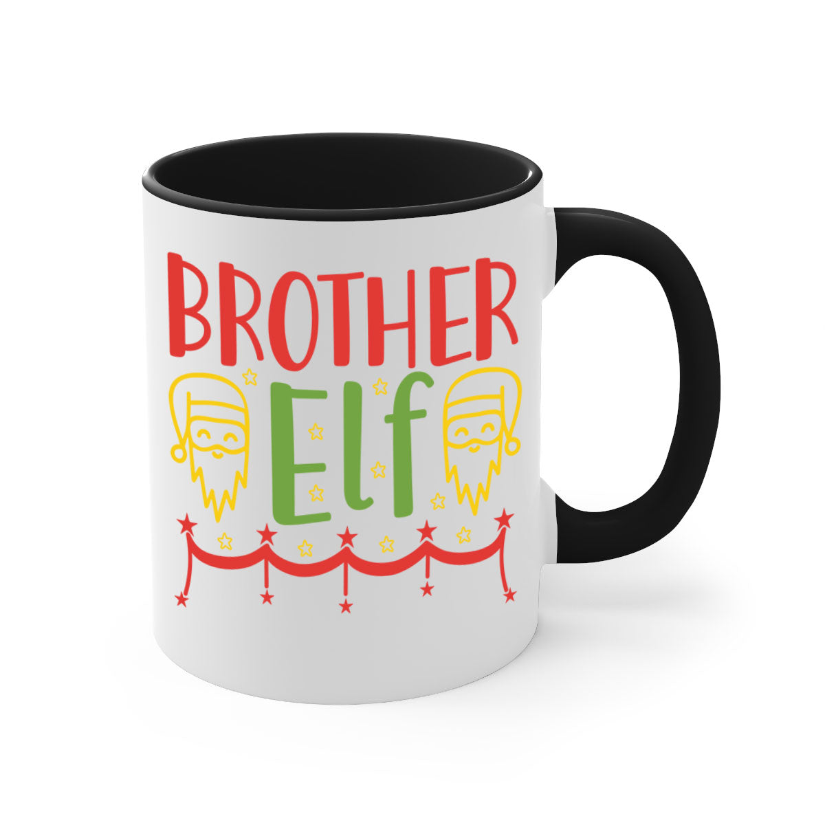 Brother Elf 297# Christmas Mug with colorful handle and glossy finish, available in multiple sizes.