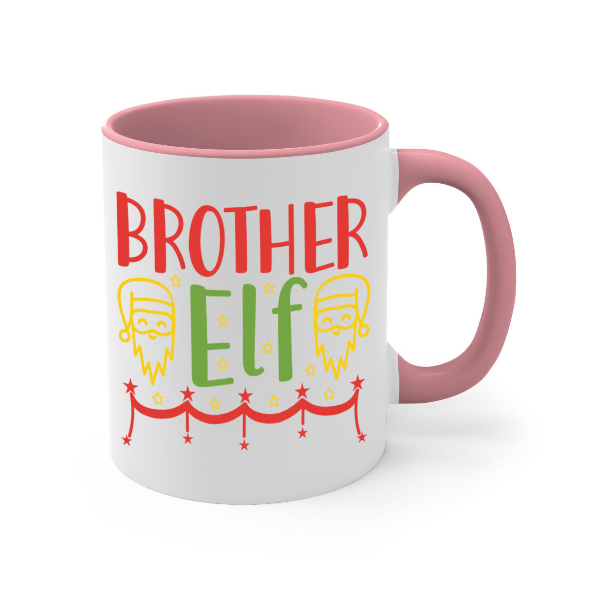 Brother Elf 297# Christmas Mug with colorful handle and glossy finish, available in multiple sizes.