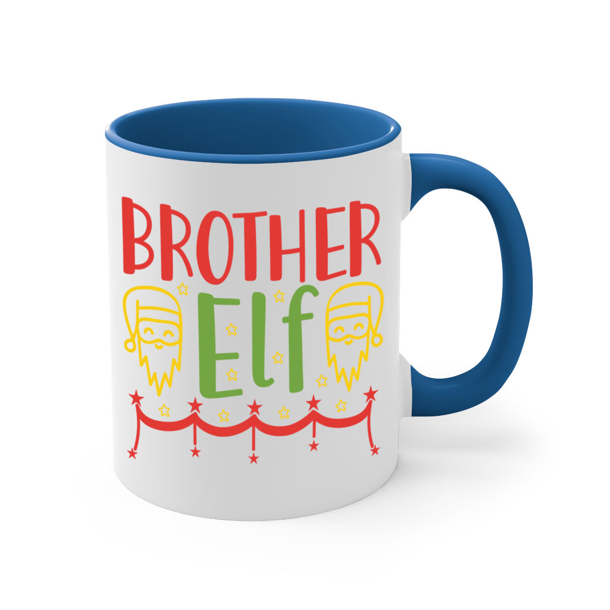 Brother Elf 297# Christmas Mug with colorful handle and glossy finish, available in multiple sizes.