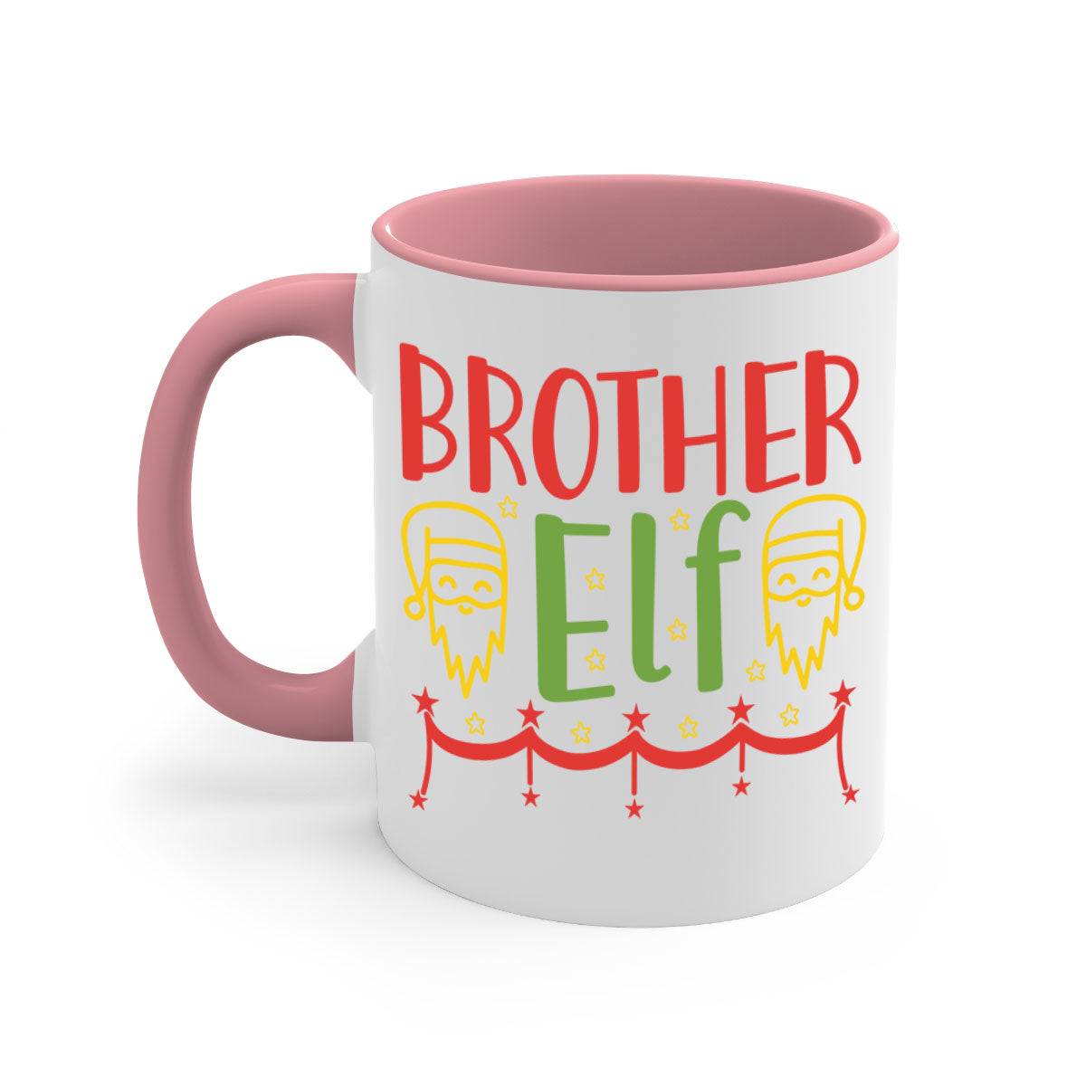 Brother Elf 297# Christmas Mug with colorful handle and glossy finish, available in multiple sizes.