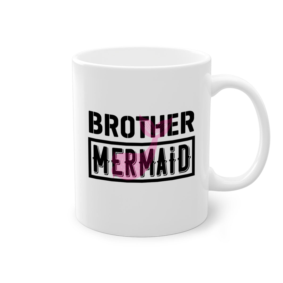 Brother Mermaid 86# Mug featuring a glossy finish, colorful handle, and interior, available in multiple colors and sizes.