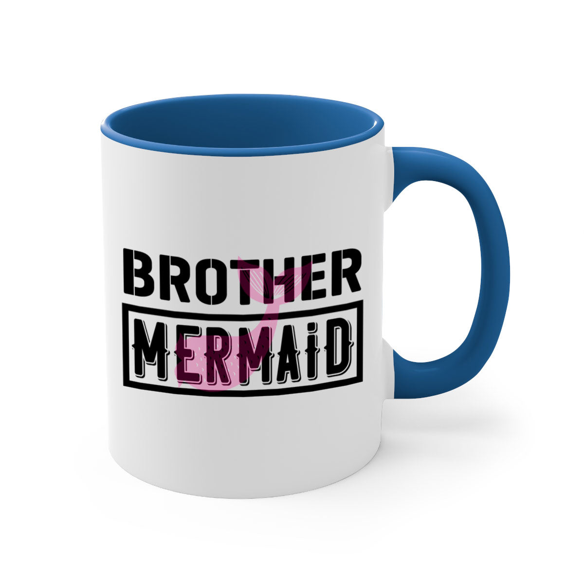 Brother Mermaid 86# Mug featuring a glossy finish, colorful handle, and interior, available in multiple colors and sizes.