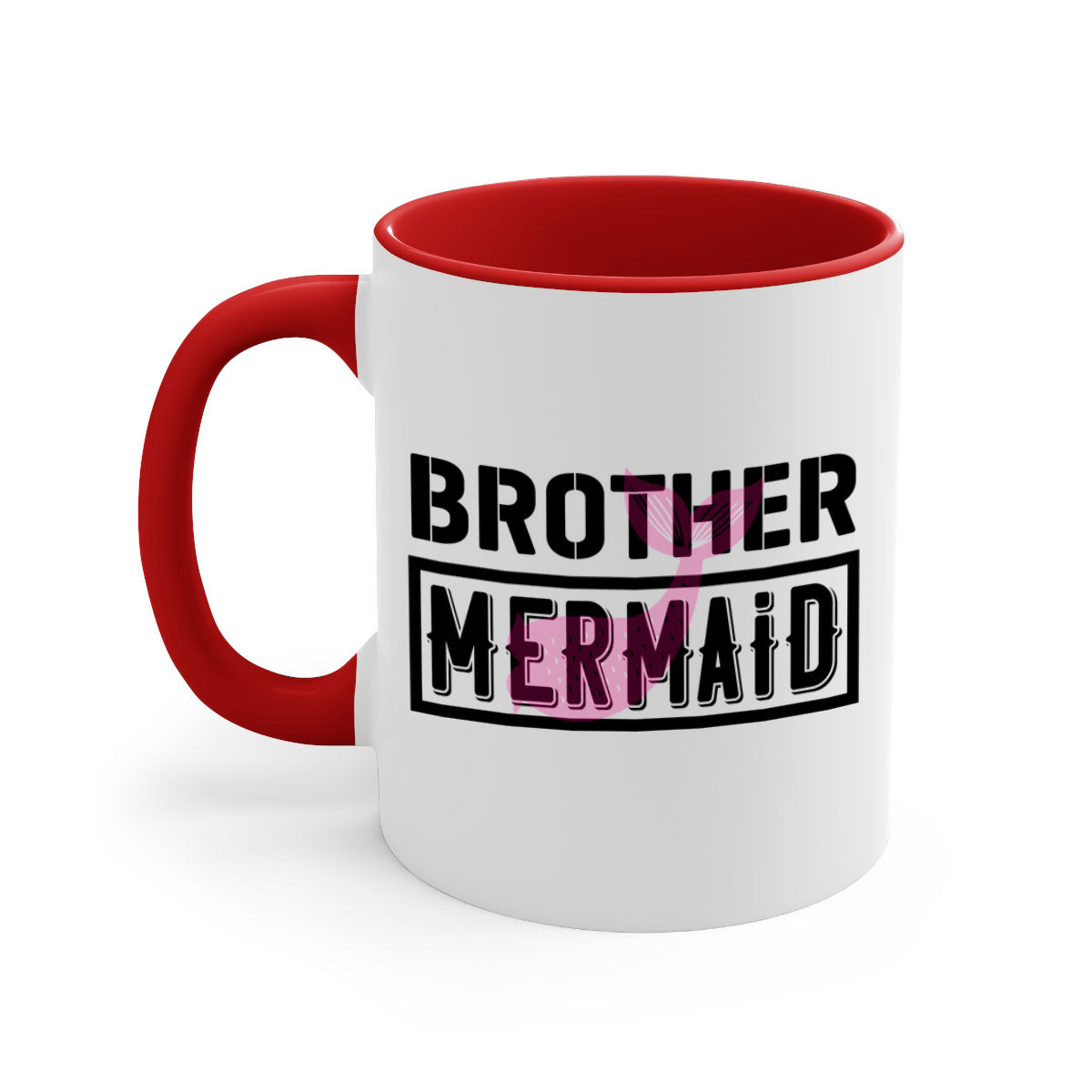 Brother Mermaid 86# Mug featuring a glossy finish, colorful handle, and interior, available in multiple colors and sizes.