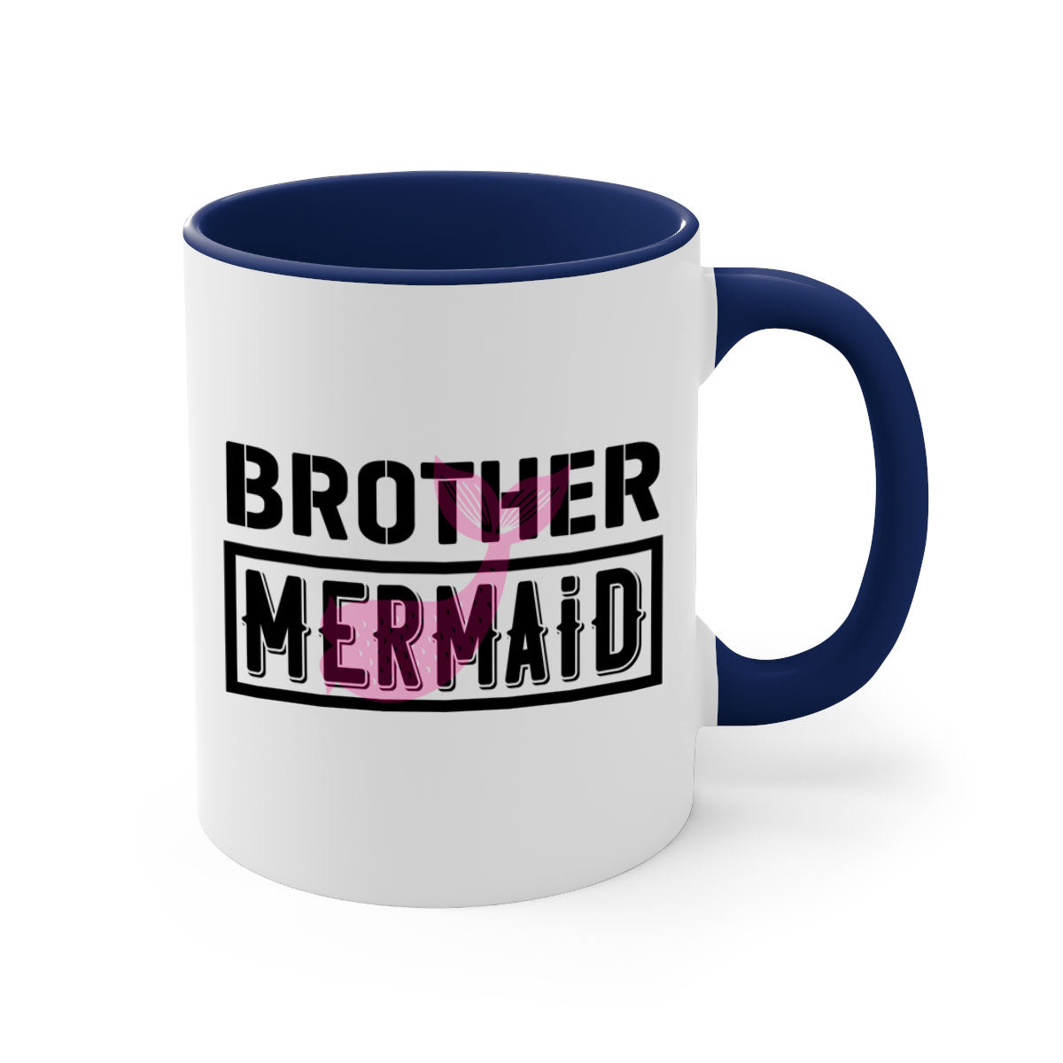 Brother Mermaid 86# Mug featuring a glossy finish, colorful handle, and interior, available in multiple colors and sizes.