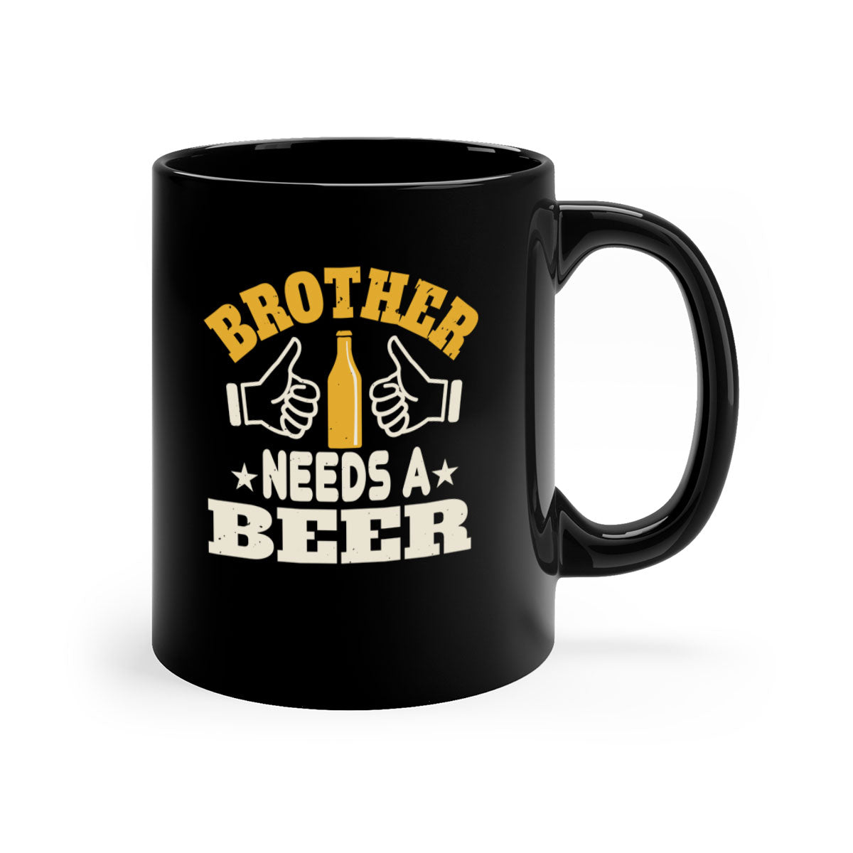 Brother Needs a Beer 97# Mug with colorful handle and glossy finish, perfect for coffee, tea, or beer.