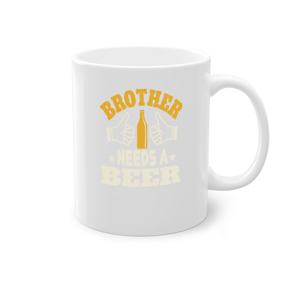 Brother Needs a Beer 97# Mug with colorful handle and glossy finish, perfect for coffee, tea, or beer.