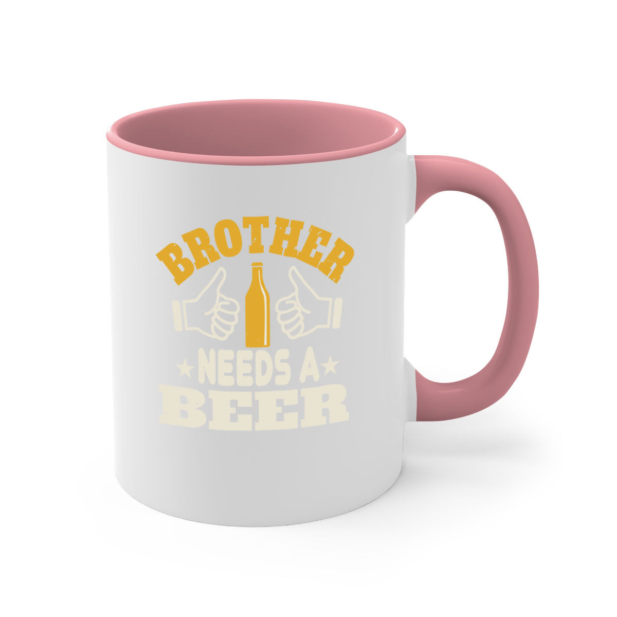 Brother Needs a Beer 97# Mug with colorful handle and glossy finish, perfect for coffee, tea, or beer.