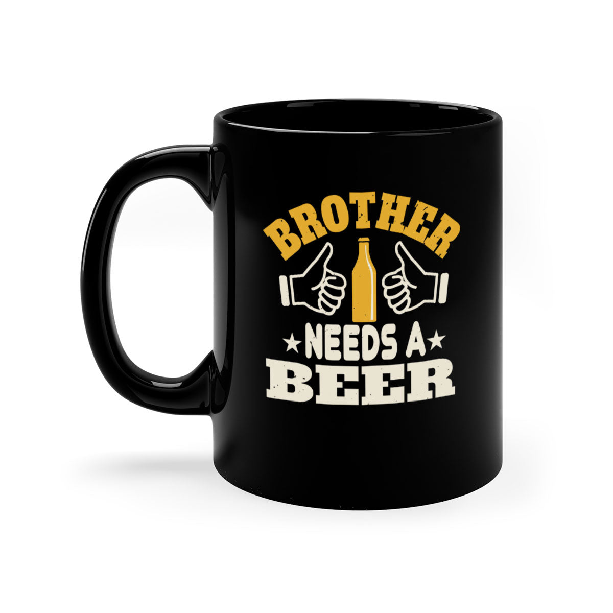 Brother Needs a Beer 97# Mug with colorful handle and glossy finish, perfect for coffee, tea, or beer.