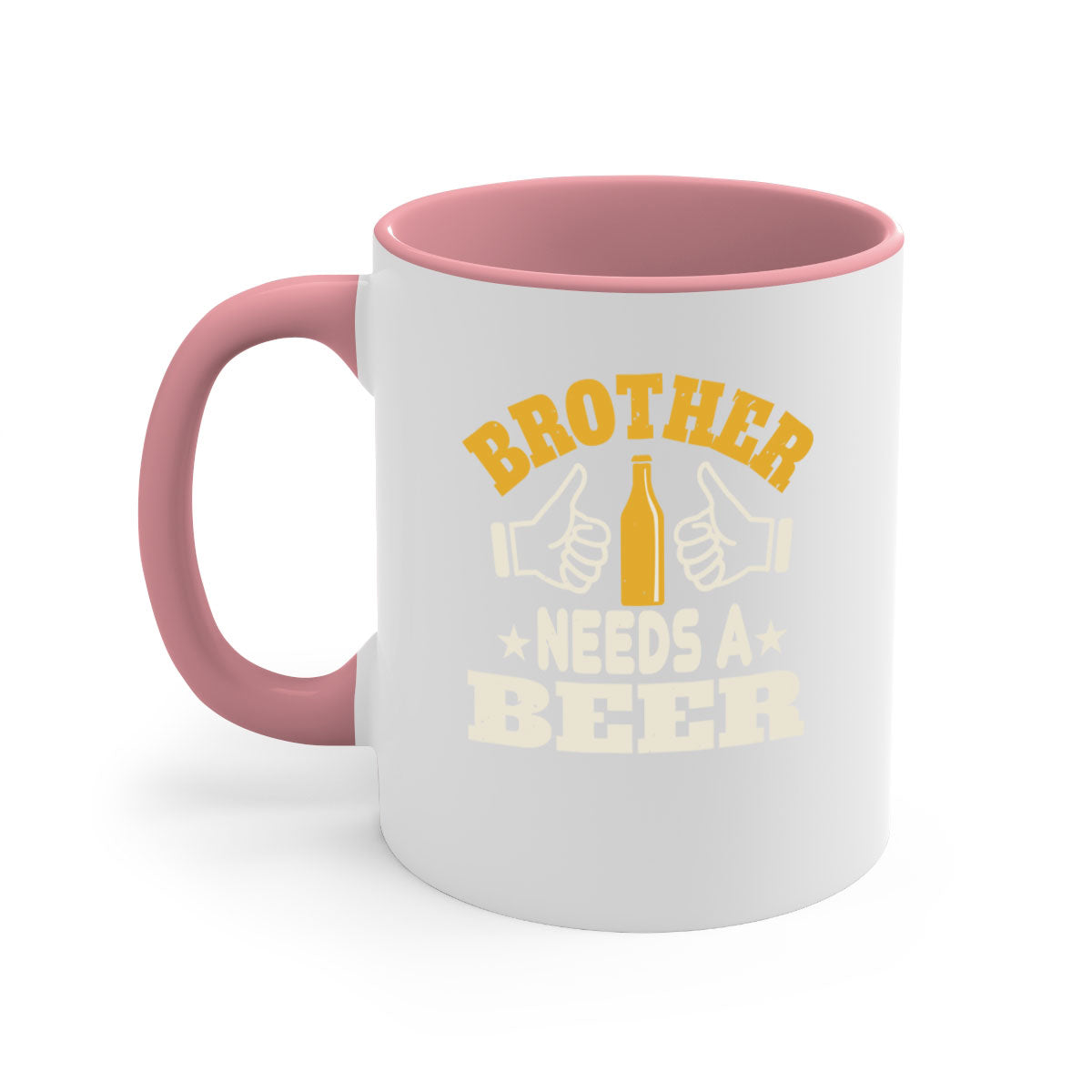 Brother Needs a Beer 97# Mug with colorful handle and glossy finish, perfect for coffee, tea, or beer.