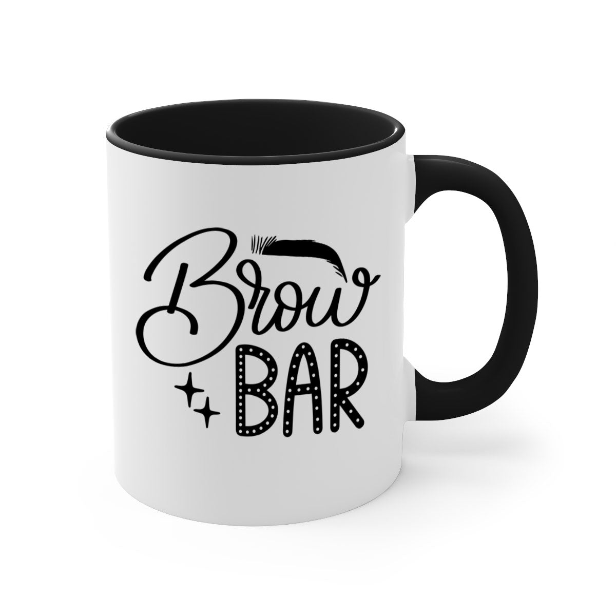 Brow Bar Style 125# two-tone ceramic coffee mug with colored handle and glossy finish, available in multiple colors.