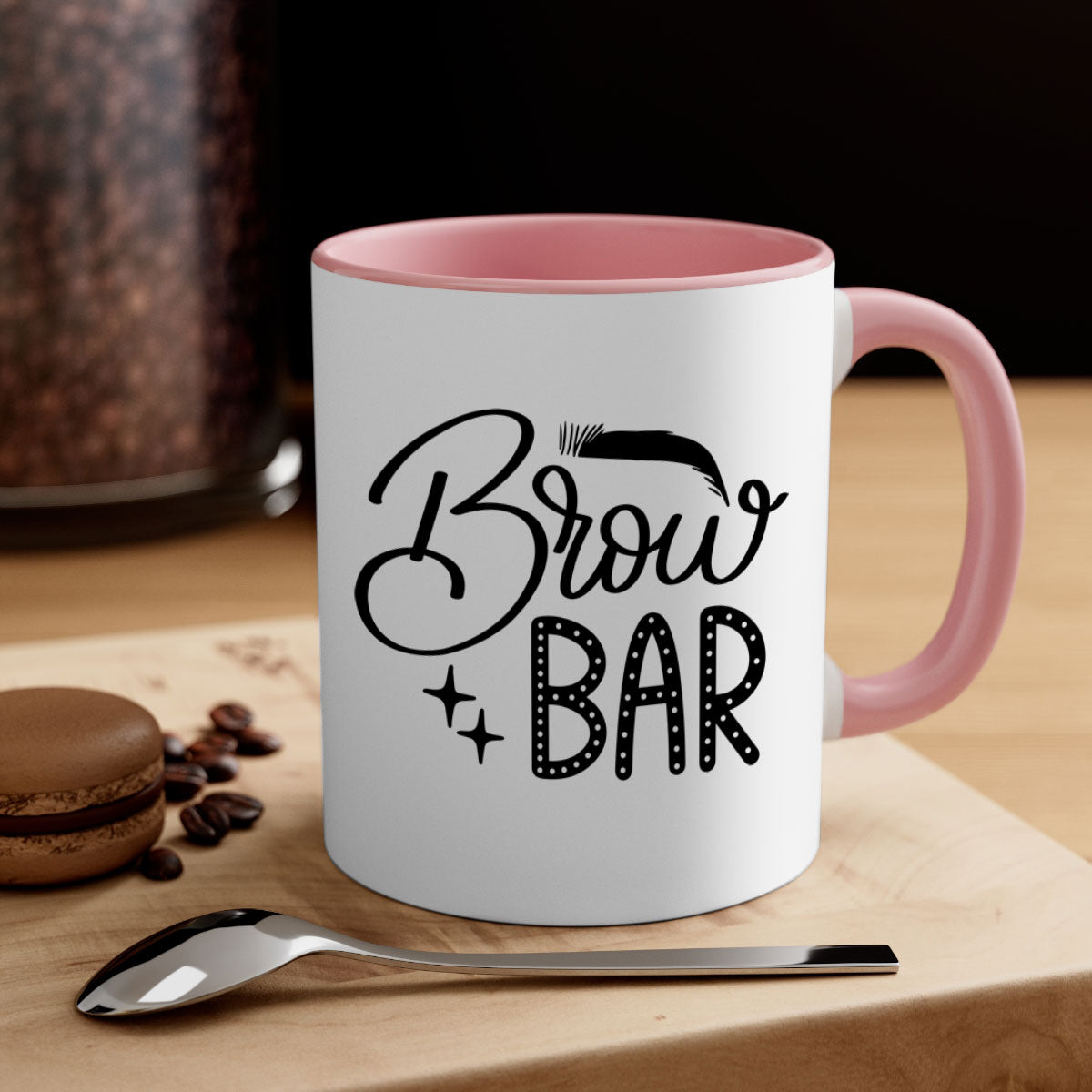 Brow Bar Style 125# two-tone ceramic coffee mug with colored handle and glossy finish, available in multiple colors.