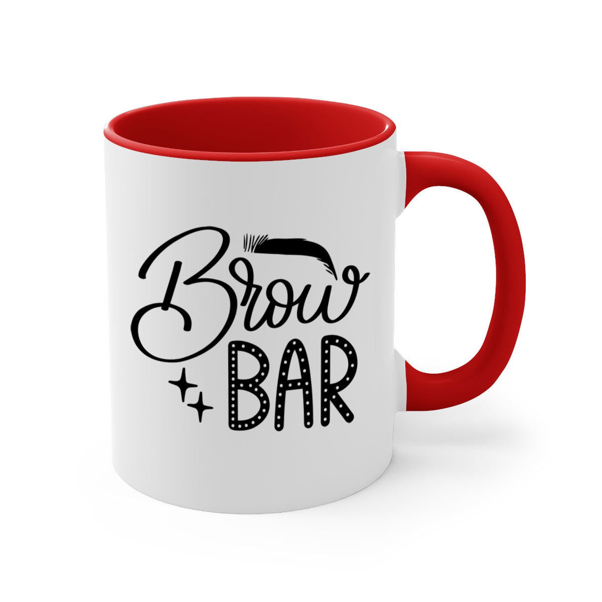 Brow Bar Style 125# two-tone ceramic coffee mug with colored handle and glossy finish, available in multiple colors.