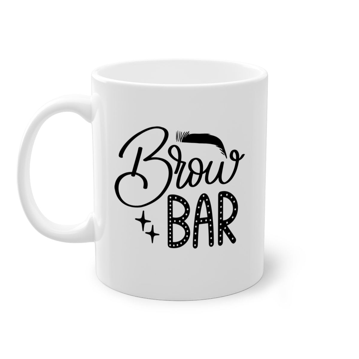 Brow Bar Style 125# two-tone ceramic coffee mug with colored handle and glossy finish, available in multiple colors.