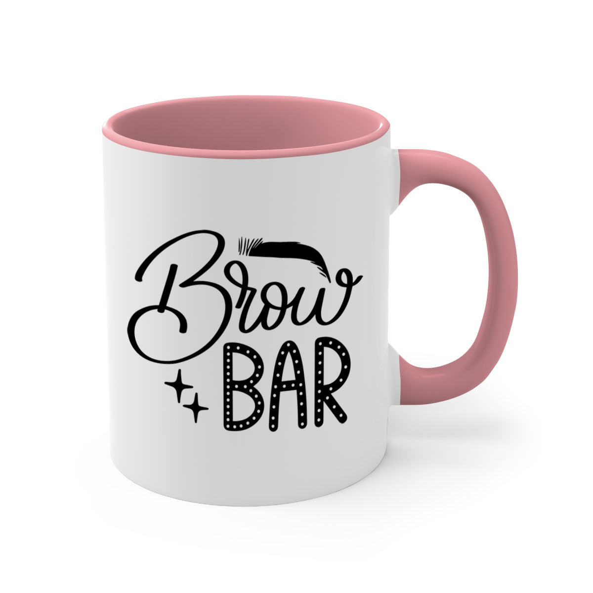 Brow Bar Style 125# two-tone ceramic coffee mug with colored handle and glossy finish, available in multiple colors.