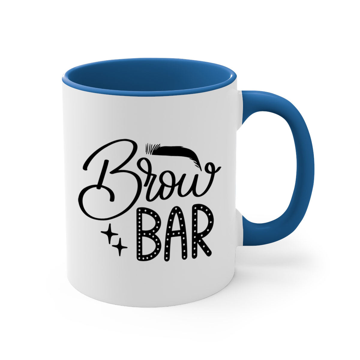 Brow Bar Style 125# two-tone ceramic coffee mug with colored handle and glossy finish, available in multiple colors.