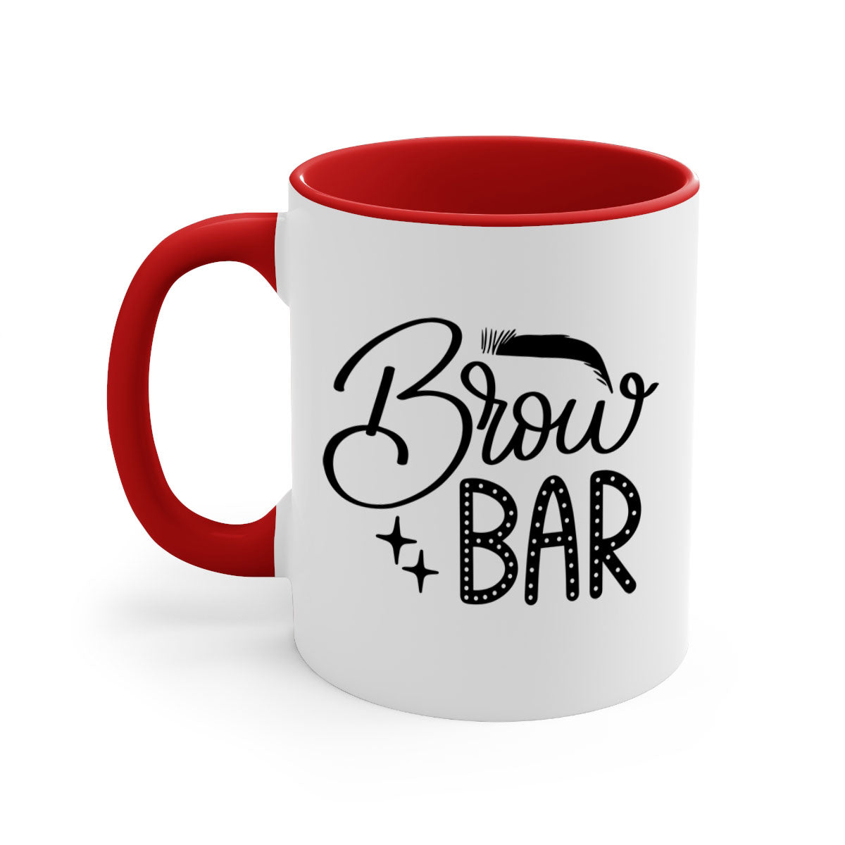 Brow Bar Style 125# two-tone ceramic coffee mug with colored handle and glossy finish, available in multiple colors.