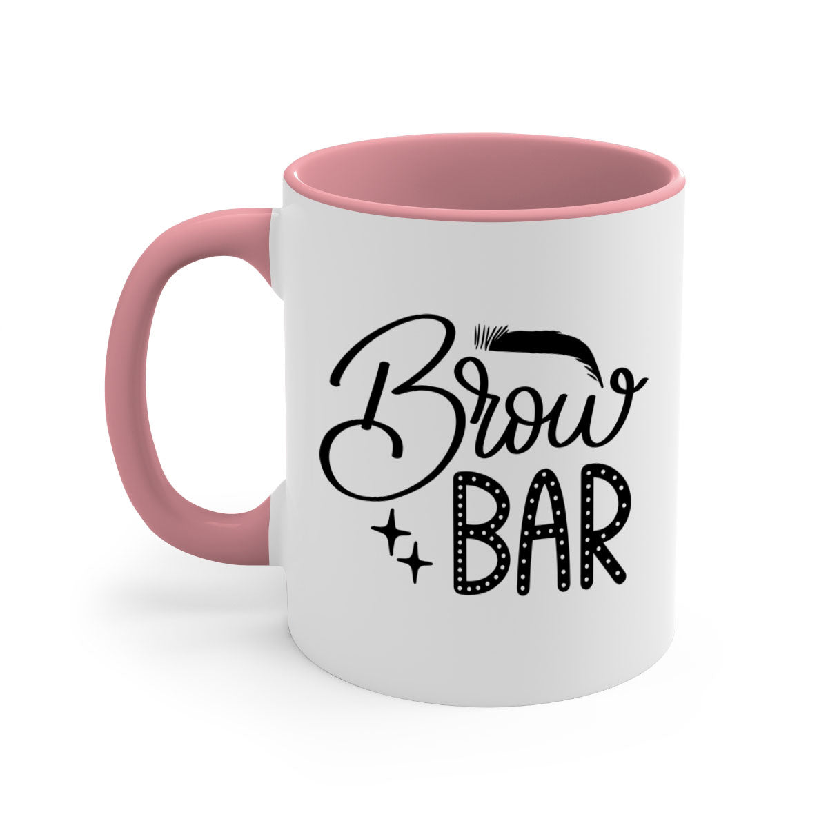 Brow Bar Style 125# two-tone ceramic coffee mug with colored handle and glossy finish, available in multiple colors.