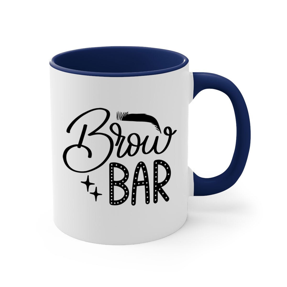 Brow Bar Style 125# two-tone ceramic coffee mug with colored handle and glossy finish, available in multiple colors.