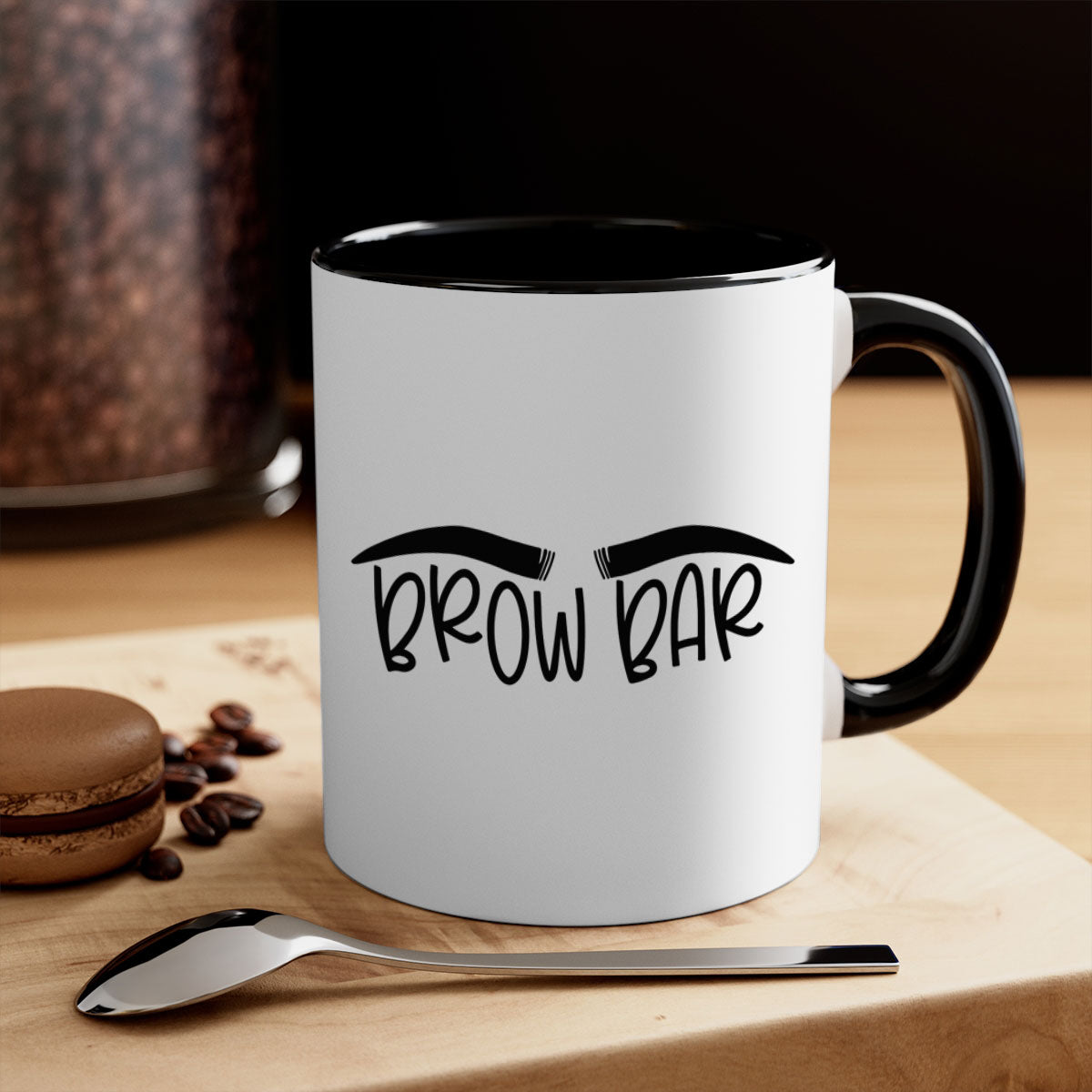 Brown Bar Style 124# Mug featuring a two-tone design with a colored handle and glossy finish, available in multiple colors.