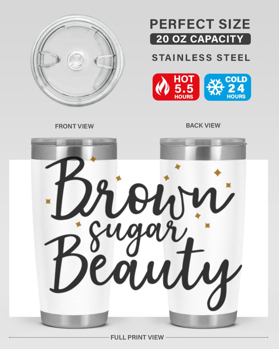 Brown Sugar Beauty Style 47# Tumbler in stainless steel with a stylish design, perfect for hot and cold beverages.