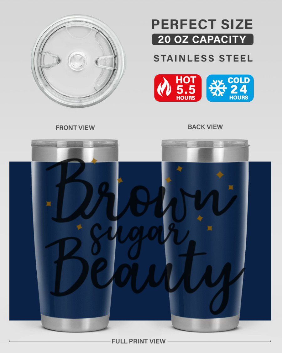 Brown Sugar Beauty Style 47# Tumbler in stainless steel with a stylish design, perfect for hot and cold beverages.