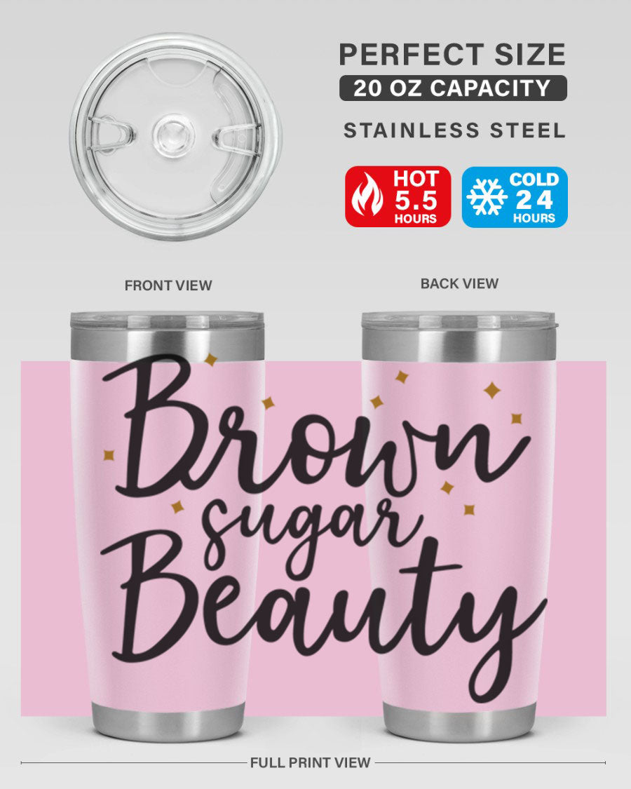 Brown Sugar Beauty Style 47# Tumbler in stainless steel with a stylish design, perfect for hot and cold beverages.