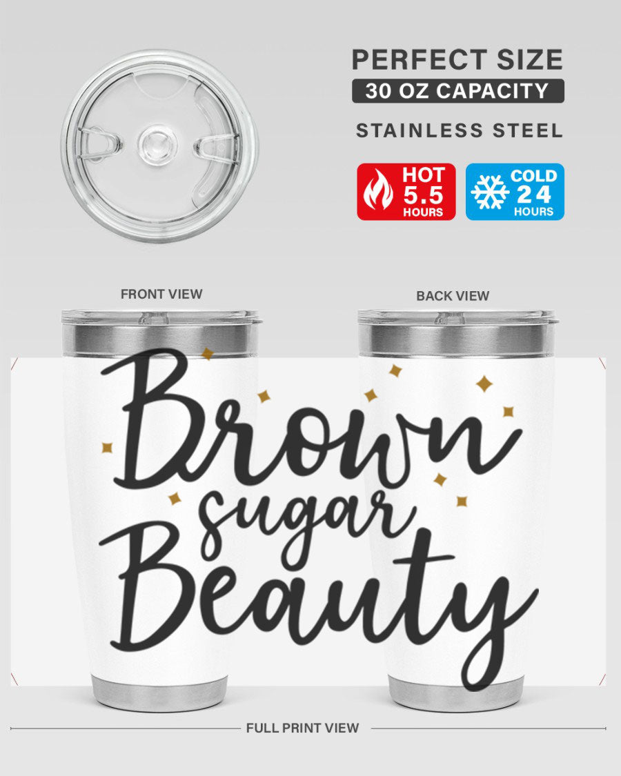 Brown Sugar Beauty Style 47# Tumbler in stainless steel with a stylish design, perfect for hot and cold beverages.