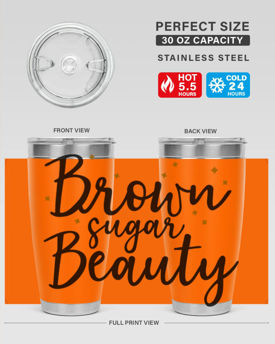 Brown Sugar Beauty Style 47# Tumbler in stainless steel with a stylish design, perfect for hot and cold beverages.