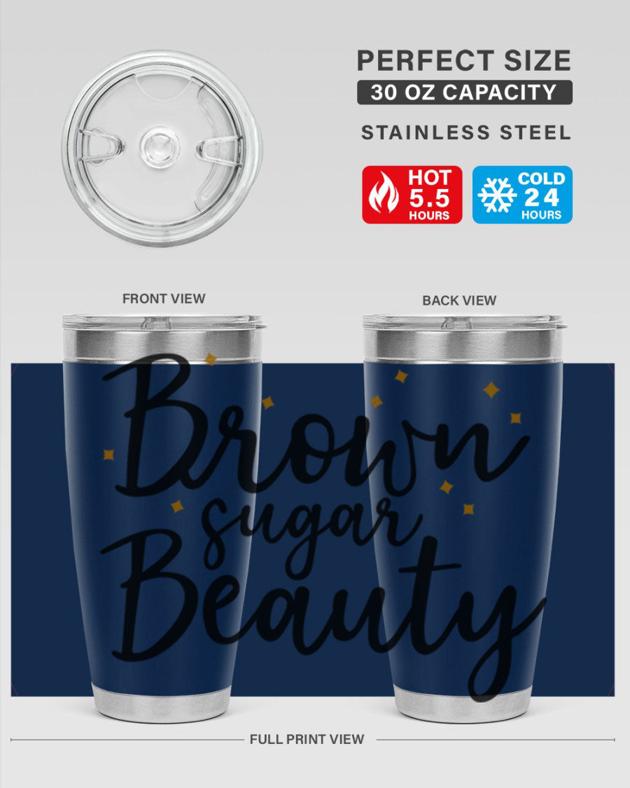 Brown Sugar Beauty Style 47# Tumbler in stainless steel with a stylish design, perfect for hot and cold beverages.