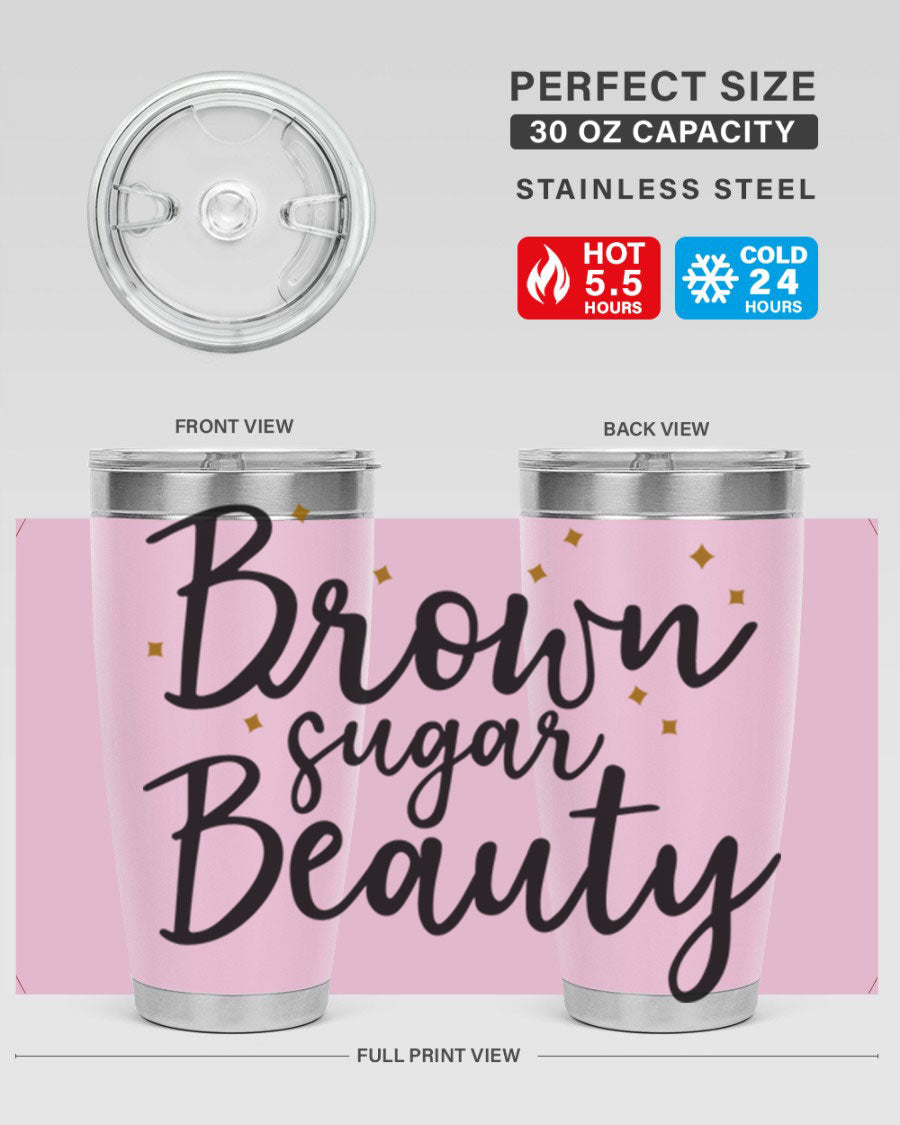 Brown Sugar Beauty Style 47# Tumbler in stainless steel with a stylish design, perfect for hot and cold beverages.