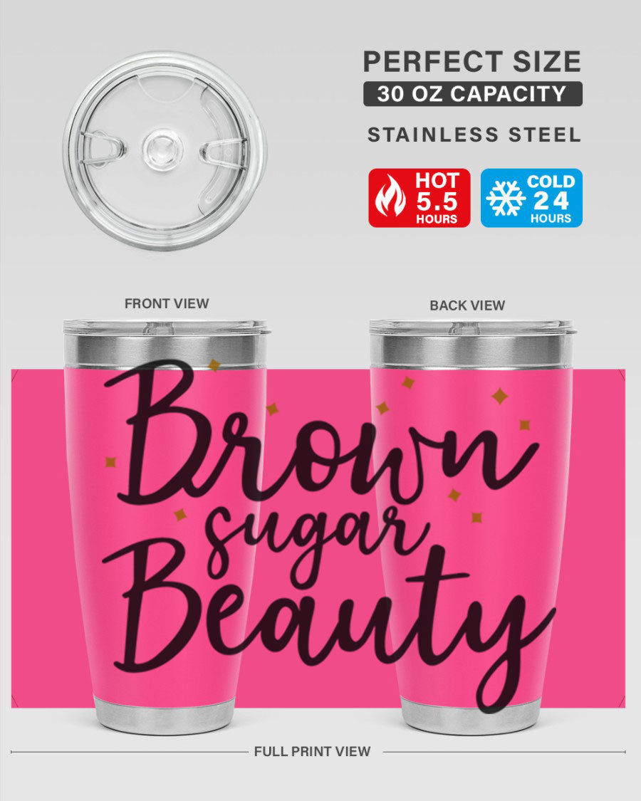 Brown Sugar Beauty Style 47# Tumbler in stainless steel with a stylish design, perfect for hot and cold beverages.