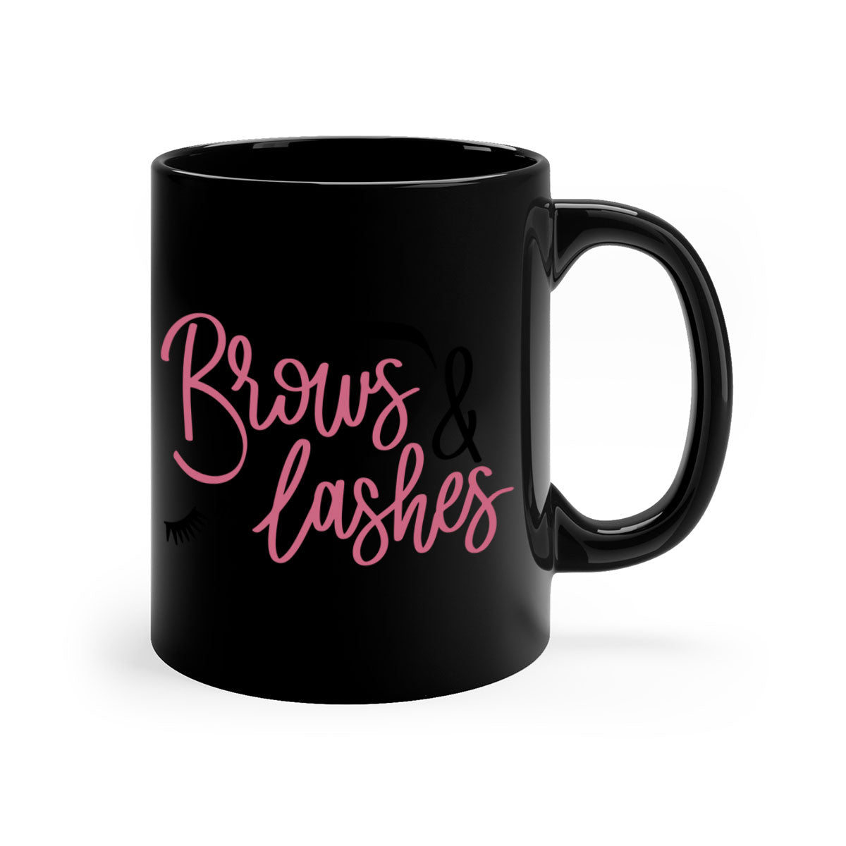 Brows Lashes Style 122# Mug featuring a glossy finish, colored handle, and interior in vibrant colors.