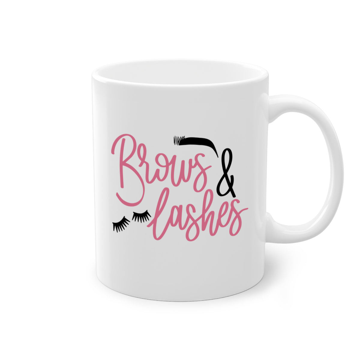 Brows Lashes Style 122# Mug featuring a glossy finish, colored handle, and interior in vibrant colors.