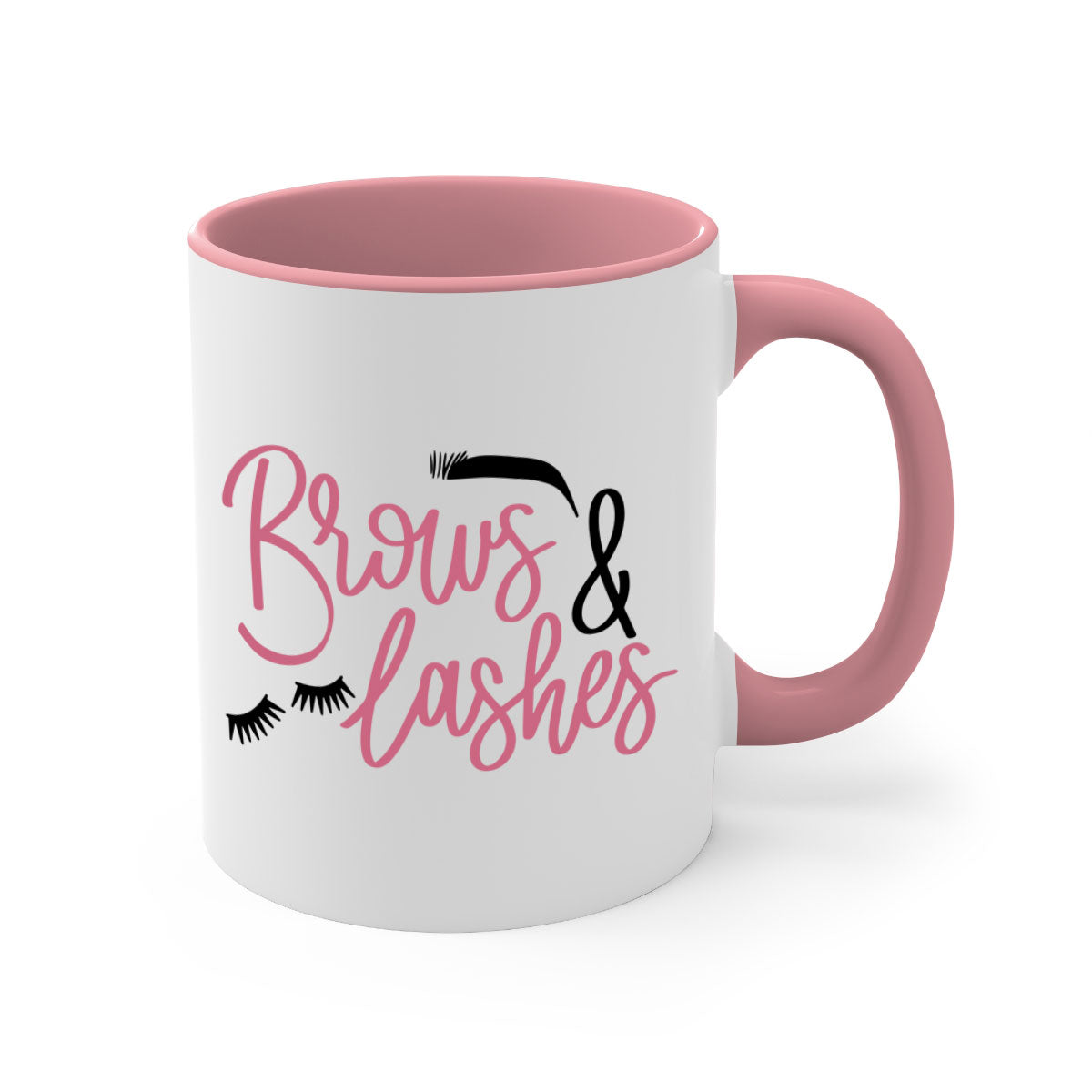 Brows Lashes Style 122# Mug featuring a glossy finish, colored handle, and interior in vibrant colors.