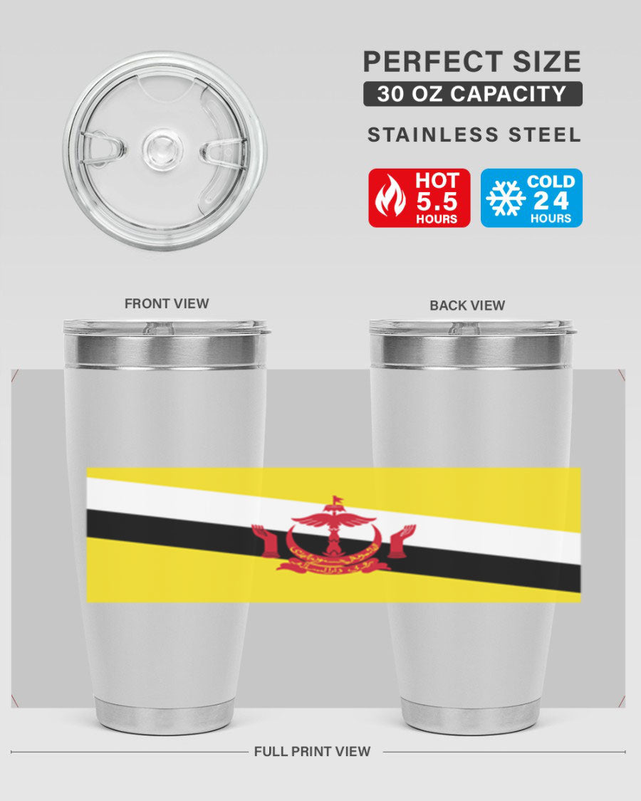 Brunei 173# Tumbler showcasing a sleek design with a flag motif, made of stainless steel with a copper lining, perfect for hot and cold beverages.