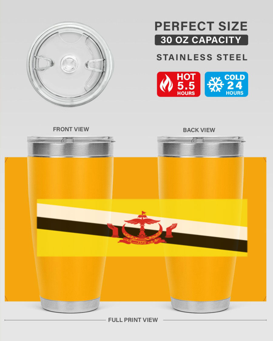 Brunei 173# Tumbler showcasing a sleek design with a flag motif, made of stainless steel with a copper lining, perfect for hot and cold beverages.