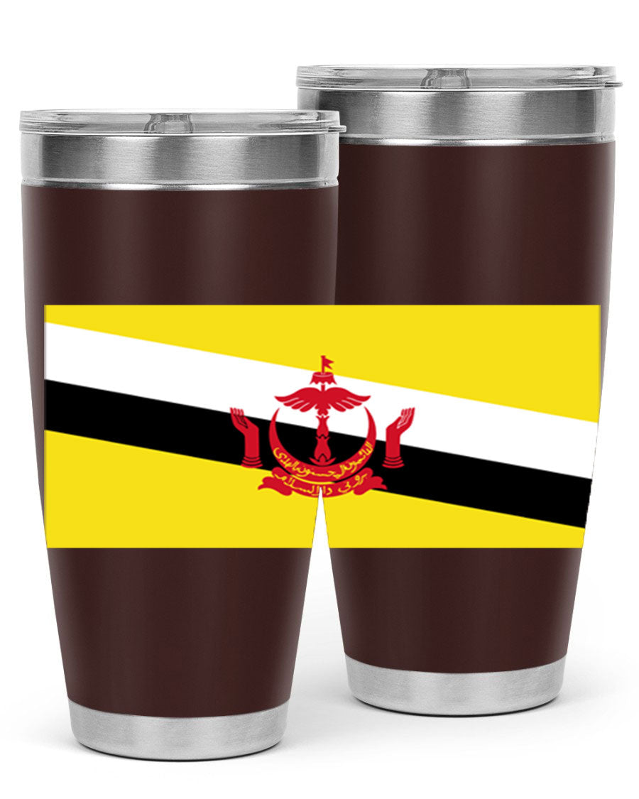 Brunei 173# Tumbler showcasing a sleek design with a flag motif, made of stainless steel with a copper lining, perfect for hot and cold beverages.