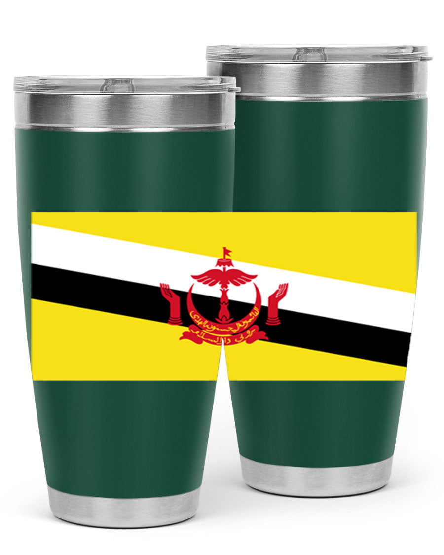 Brunei 173# Tumbler showcasing a sleek design with a flag motif, made of stainless steel with a copper lining, perfect for hot and cold beverages.