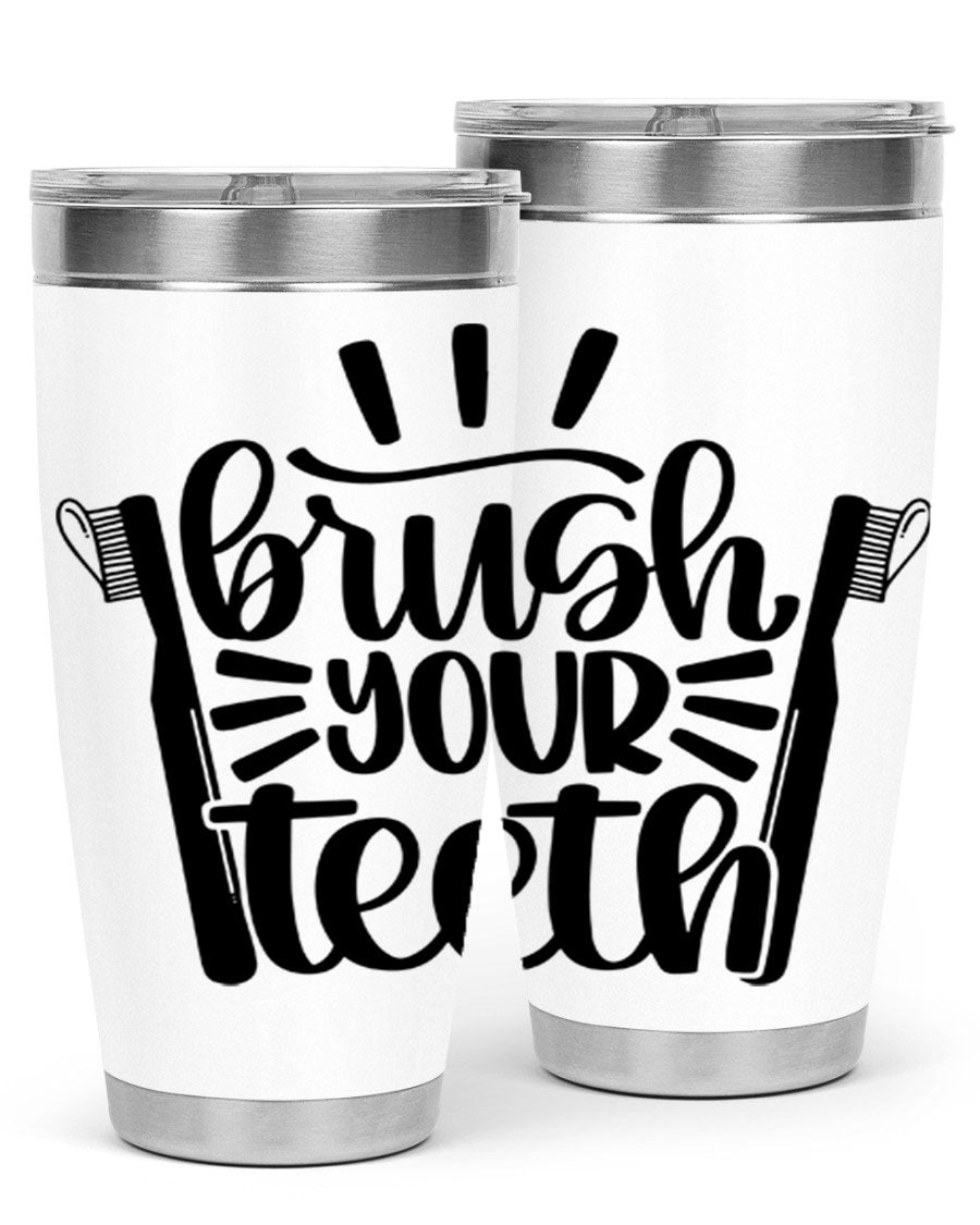 Brush Your Teeth 44# Tumbler in stainless steel with a sleek design, featuring a press-in lid and double wall vacuum insulation.