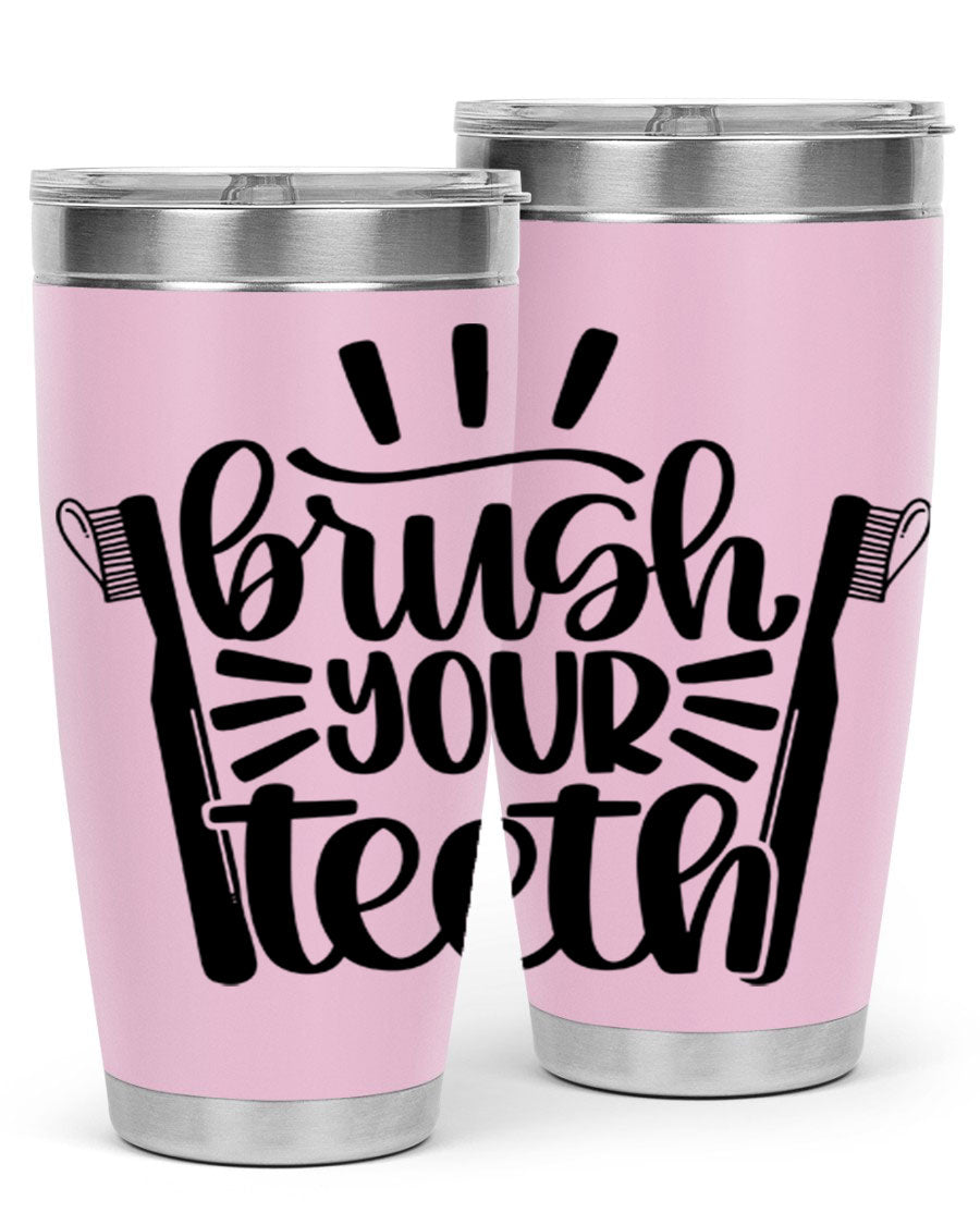 Brush Your Teeth 44# Tumbler in stainless steel with a sleek design, featuring a press-in lid and double wall vacuum insulation.