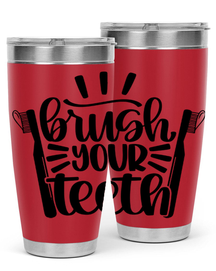 Brush Your Teeth 44# Tumbler in stainless steel with a sleek design, featuring a press-in lid and double wall vacuum insulation.