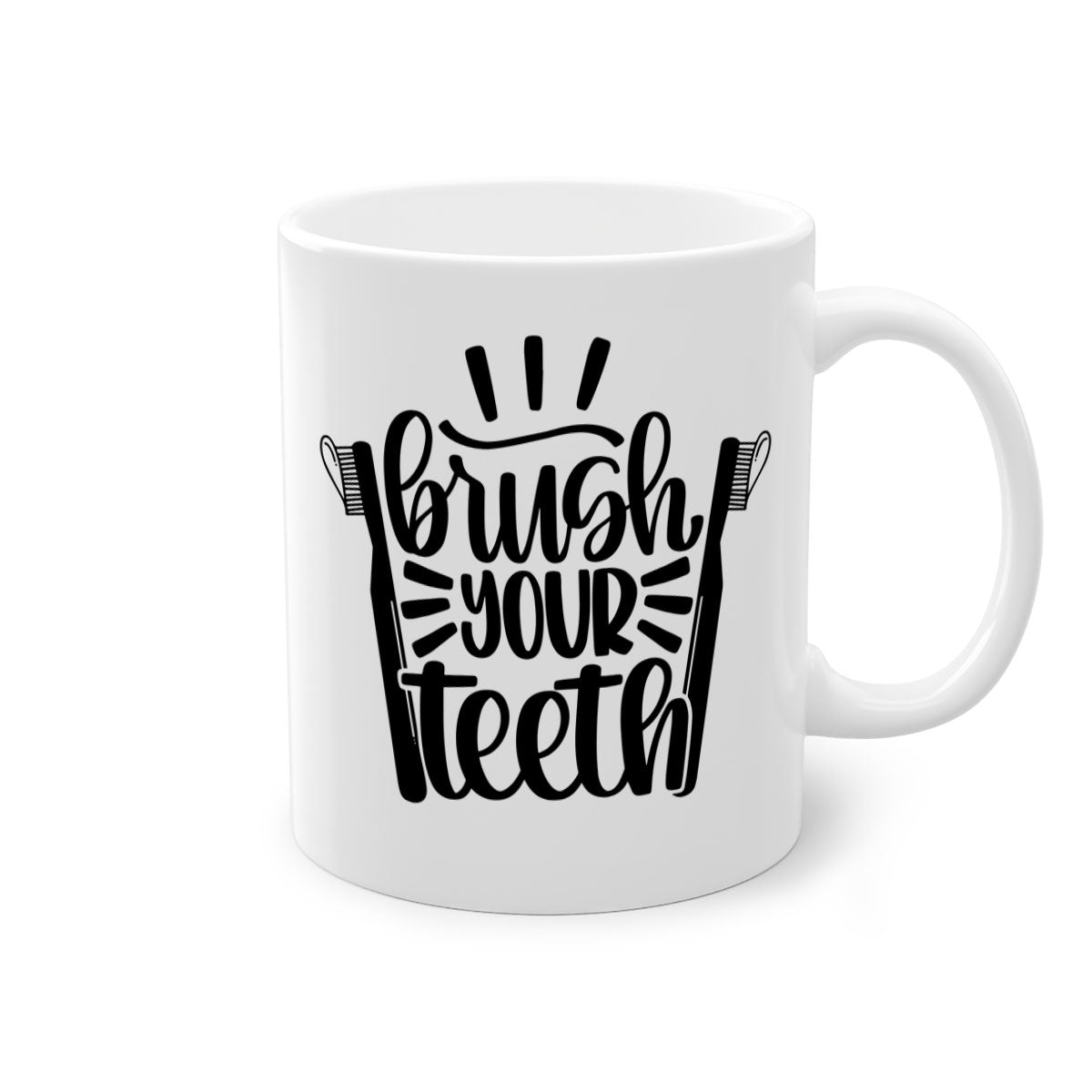 Brush Your Teeth 44# Mug featuring a two-tone design with a colored handle and glossy finish, available in multiple colors.