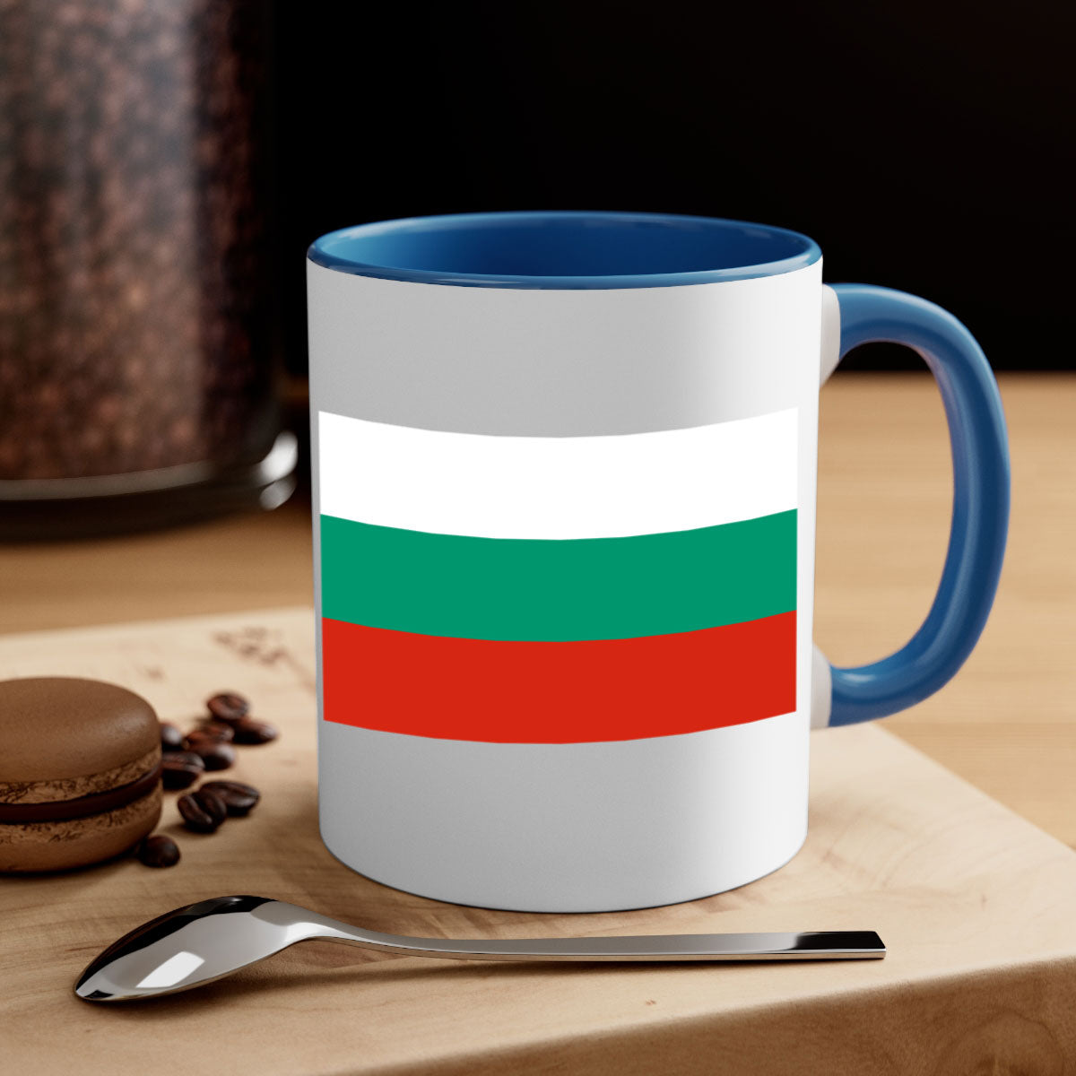 Bulgaria 172# Mug featuring a glossy finish with a colored handle and interior, available in multiple colors.