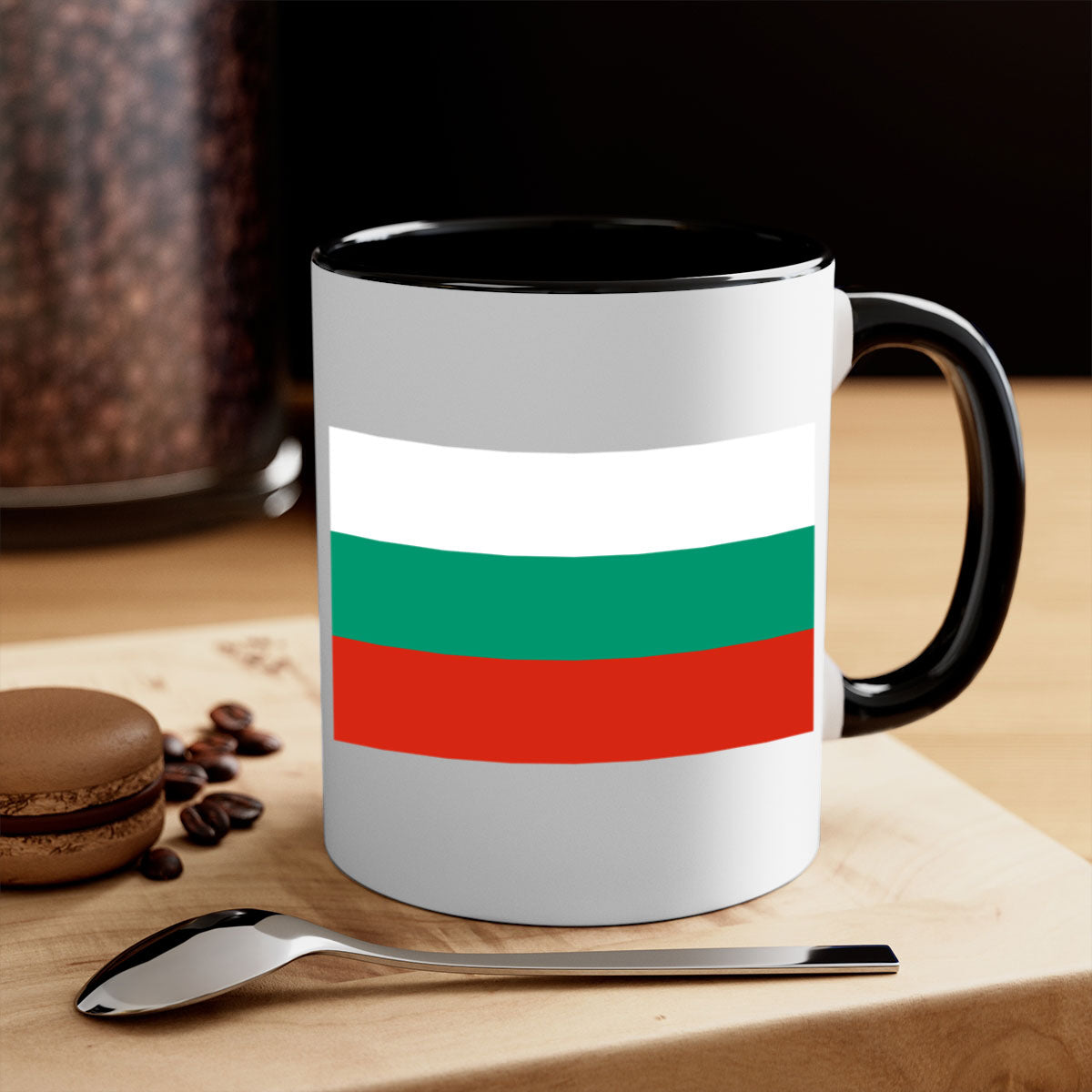 Bulgaria 172# Mug featuring a glossy finish with a colored handle and interior, available in multiple colors.