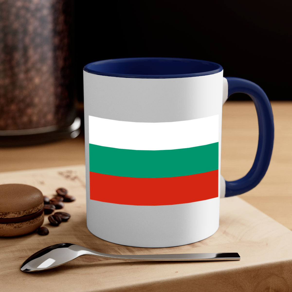 Bulgaria 172# Mug featuring a glossy finish with a colored handle and interior, available in multiple colors.