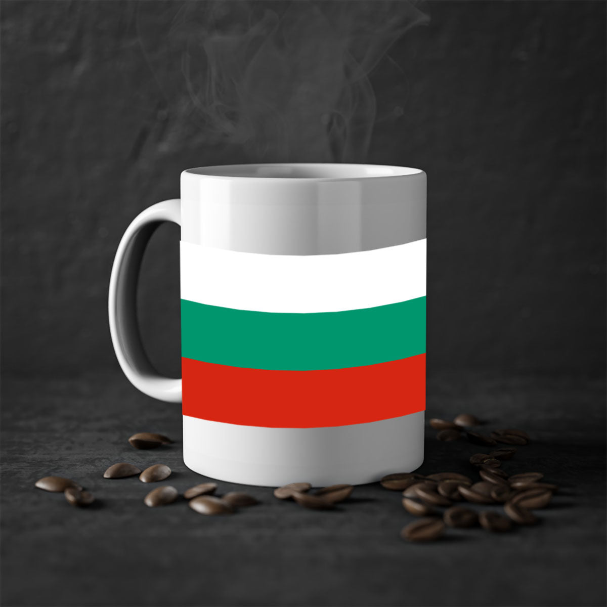 Bulgaria 172# Mug featuring a glossy finish with a colored handle and interior, available in multiple colors.