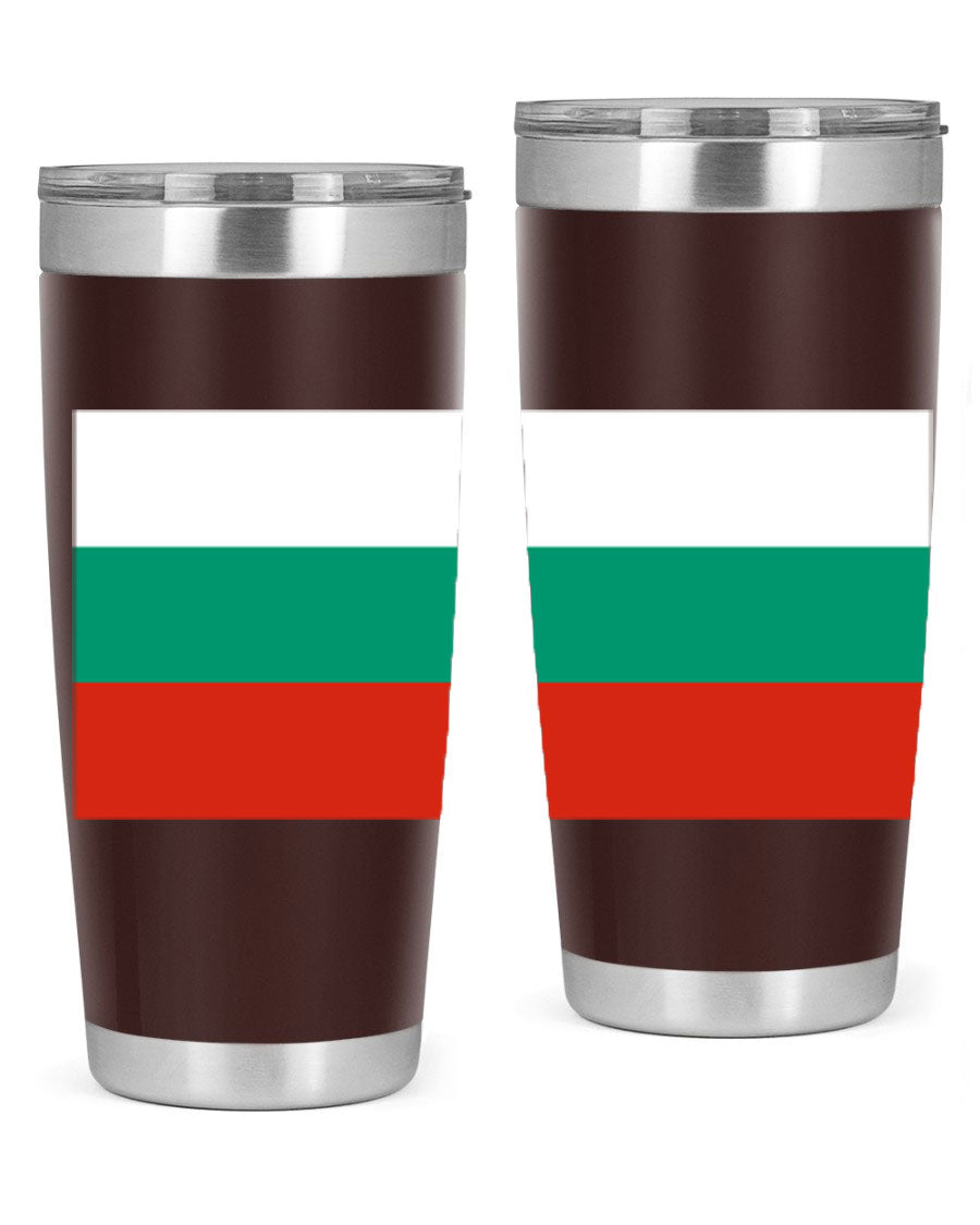 Bulgaria 172# Tumbler featuring a vibrant Bulgaria flag design, made of stainless steel with double wall vacuum insulation.