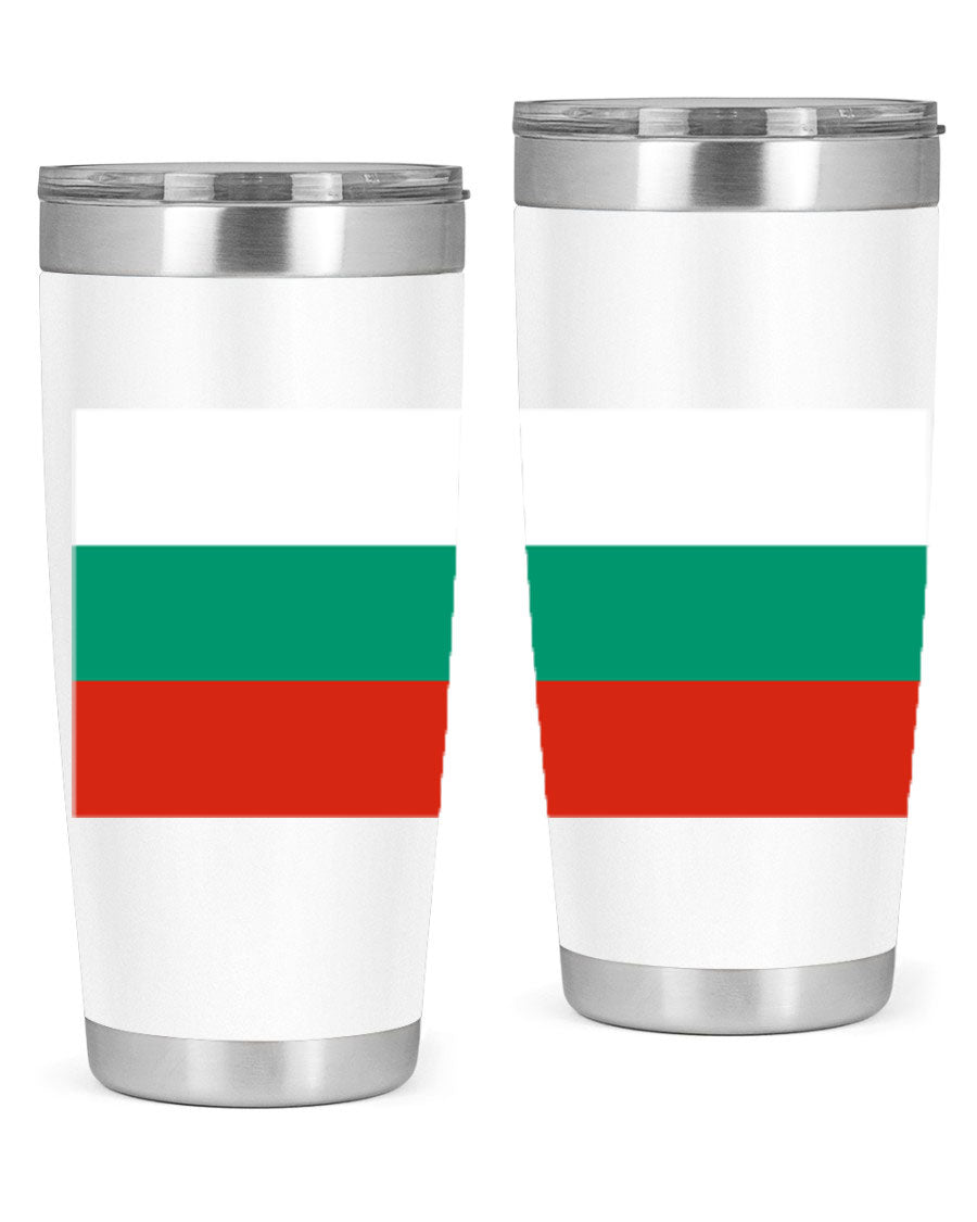 Bulgaria 172# Tumbler featuring a vibrant Bulgaria flag design, made of stainless steel with double wall vacuum insulation.