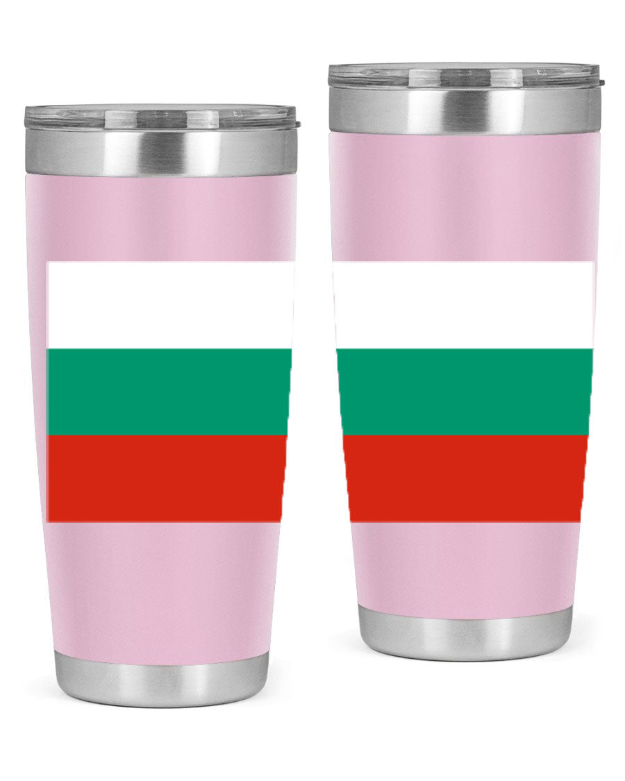 Bulgaria 172# Tumbler featuring a vibrant Bulgaria flag design, made of stainless steel with double wall vacuum insulation.